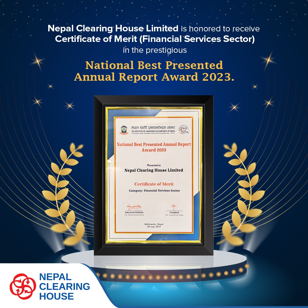 नेपाल क्लियरिङ हाउसले पायो नेशनल बेष्ट प्रिजेन्टेड अवार्ड